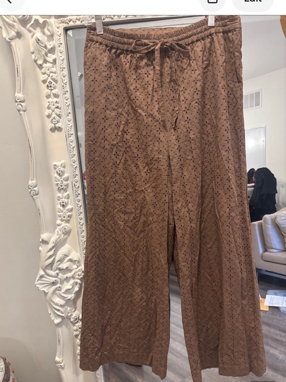 Marysia Swim Resort Coco Brown Cotton Eyelet Joggers - new